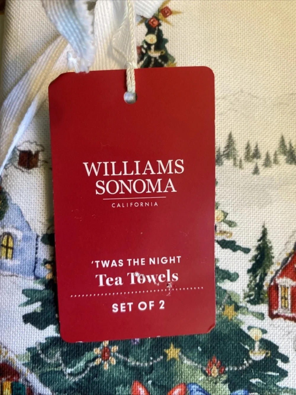 WILLIAMS SONOMA Twas the Night Village Tea Towels-Set of 2-NEW